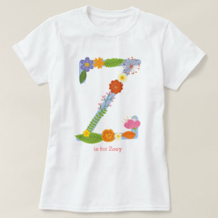 Camiseta Monograma Personalizado da Flor Whimsical (Z)
