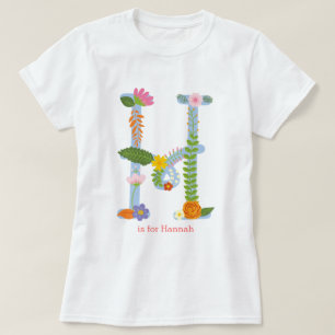 Camiseta Monograma Personalizado de Flor Whimsical (H)