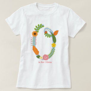 Camiseta Monograma Personalizado de Flor Whimsical (O)