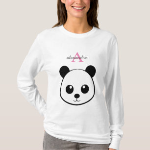 Camiseta Monograma personalizado de panda bonito