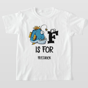 Camiseta Monograma personalizado F para ilustração de desen