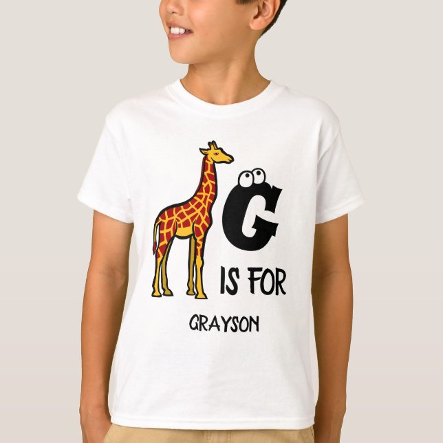 Camiseta Monograma personalizado G para girafas girafas gir (Frente)