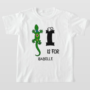 Camiseta Monograma personalizado I é para réptil fofo Iguan