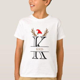 Camiseta Monograma Personalizado - Letra K Antlers Xmas
