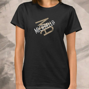 Camiseta Monograma personalizado - nome branco preto