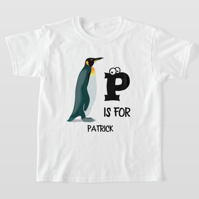 Camiseta Monograma personalizado P é para pinguim e animal  (Postura )