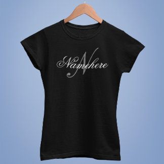 Camiseta Monograma Personalizado Único de Nomes Preto e Bra