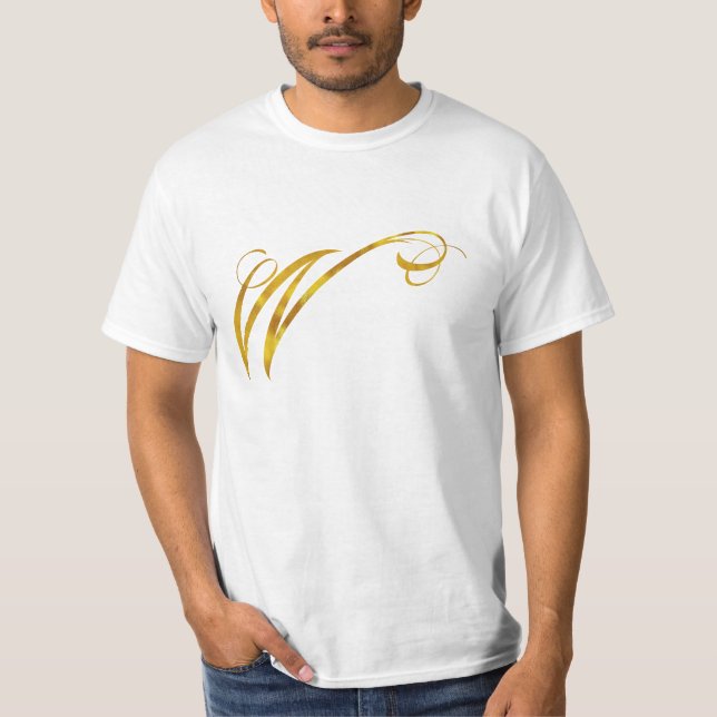Camiseta Monograma Personalizado W Faux Gold Foil Monograma (Frente)