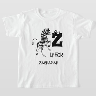 Camiseta Monograma personalizado Z é para zebra, um animal