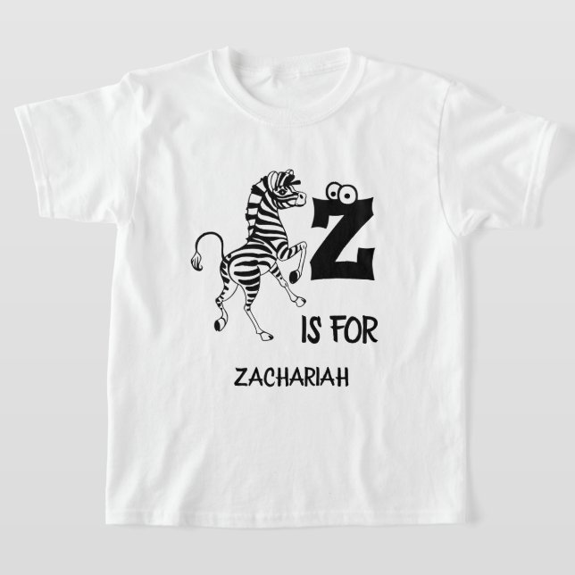 Camiseta Monograma personalizado Z é para zebra, um animal  (Postura )