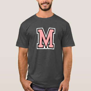 Camiseta Monograma Rosa Preto Branco Inicial da Faculdade M