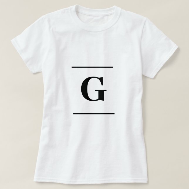 Camiseta Monograma simples branco minimalista (Frente do Design)