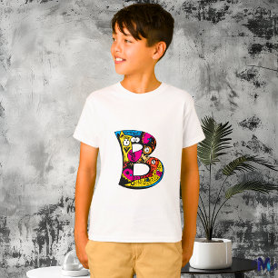 Camiseta Monograma Tribal e Doodle Colorido e Divertido B