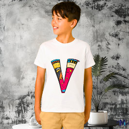 Camiseta Monograma Tribal e Doodle Colorido e Divertido V