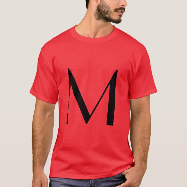 Camiseta Monograma Vermelho Negro Moderno Adicionar Seu Nom (Frente)