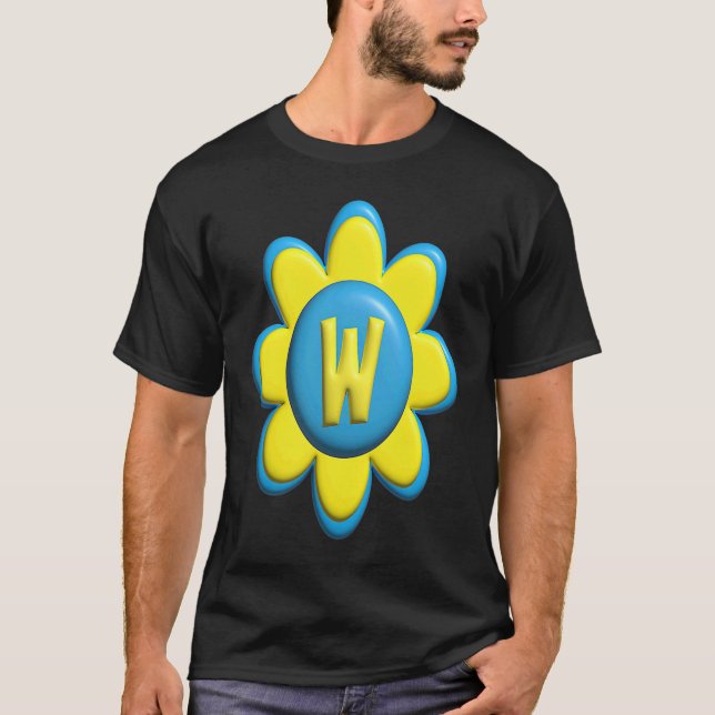 Camiseta Monograma W Flor Colorida (Frente)