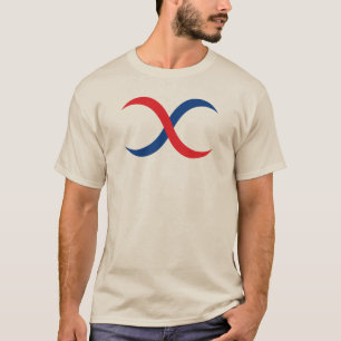 Camiseta Monograma X Letra Vermelha e Azul Moderna e Clássi