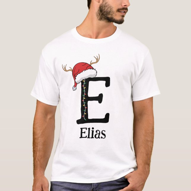Camiseta Monogrammed Family Christmas Personalize With Name (Frente)