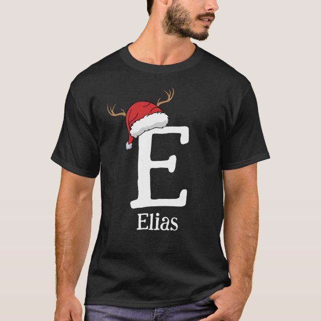 Camiseta Monogrammed Family Christmas Personalize With Name (Frente)