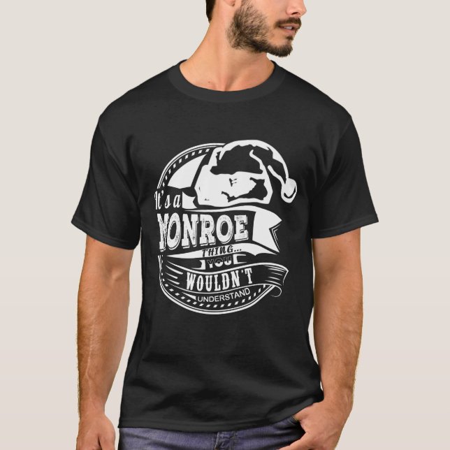 Camiseta Monroe- Chapéu Xmas Nome Personalizado (Frente)