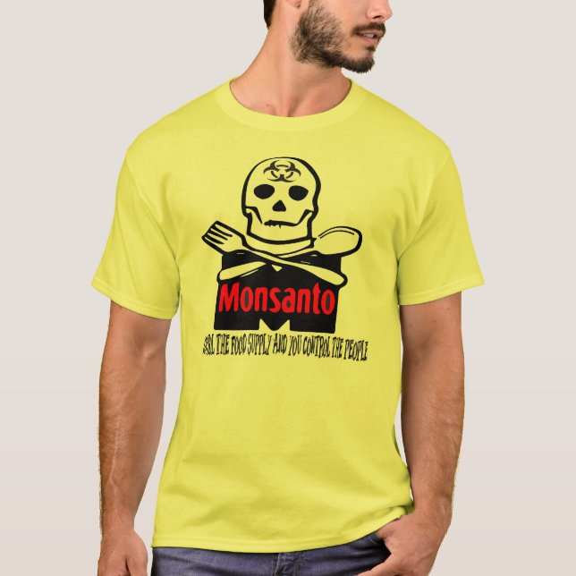 Camiseta Monsanto - controle o t-shirt da cadeia alimentar (Frente)