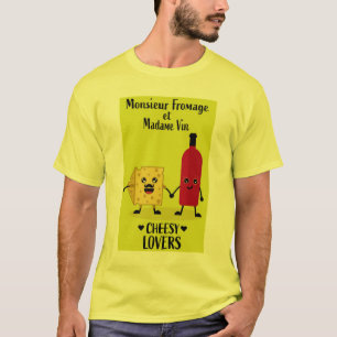 Camiseta Monsieur Fromage e Madame Vin Cheesy amantes