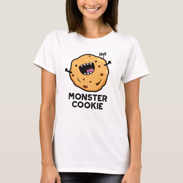 Camiseta Monster Cookie Comida Engraçado (Frente)