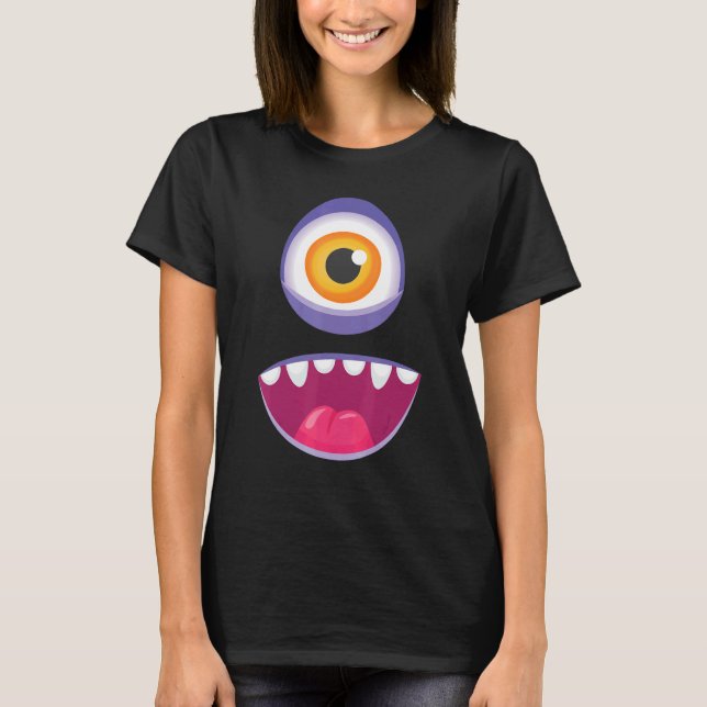 Camiseta Monster Face Costume Halloween Crianças Adultos 4 (Frente)