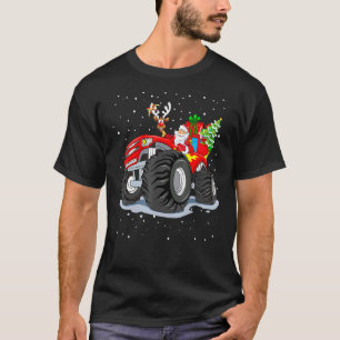 Camiseta Monster Red Truck Com Papais noeis Reena De Árvore