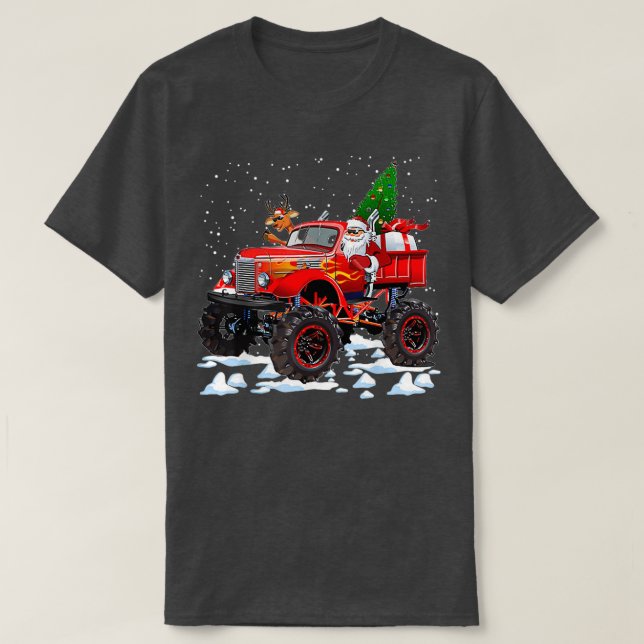Camiseta Monster Red Truck Papai Noel Hora de Natal Chris (Frente do Design)