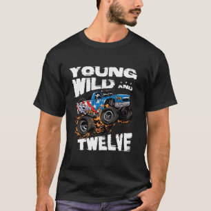 Camiseta Monster Truck 12 Birthday Boy Party Young Wild T
