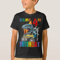 Monster Truck 4 Year Old Tee 4th Birthday Boy Mons