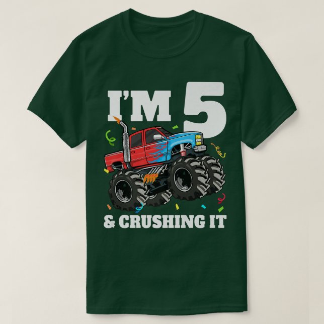 Camiseta Monster Truck 5 Birthday Boy 5 Anos (Frente do Design)