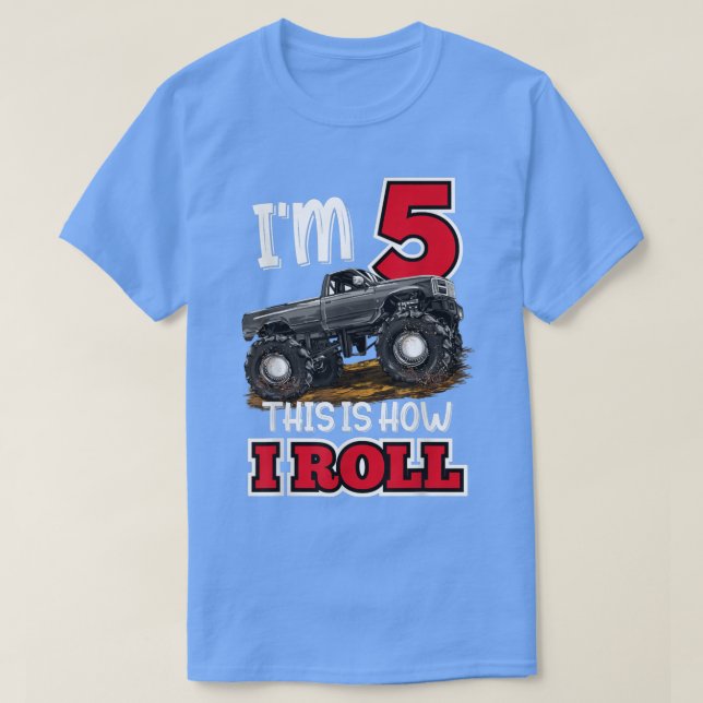 Camiseta Monster Truck 5th Birthday Funny 5 Year Old Birthd (Frente do Design)