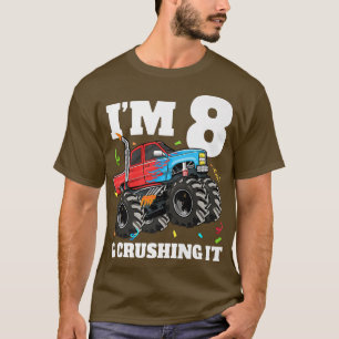 Camiseta Monster Truck 8.º Aniversário Garoto 8 Oito Anos