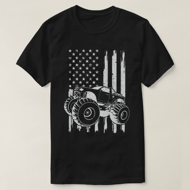 Camiseta  Monster Truck American Flag Patriótico 4 de julho (Frente do Design)