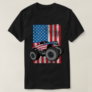 Camiseta Monster Truck American Flag Patriótico 4 de julho