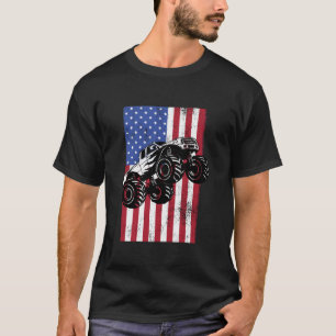 Camiseta Monster Truck American Flag Racing USA Patriotic A