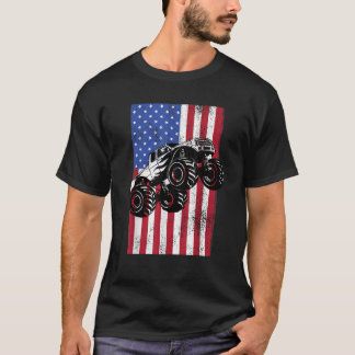 Camiseta Monster Truck American Flag Racing USA Patriotic A