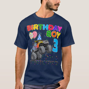 Camiseta Monster Truck aniversário de 3 anos Boys 3 Anos B-