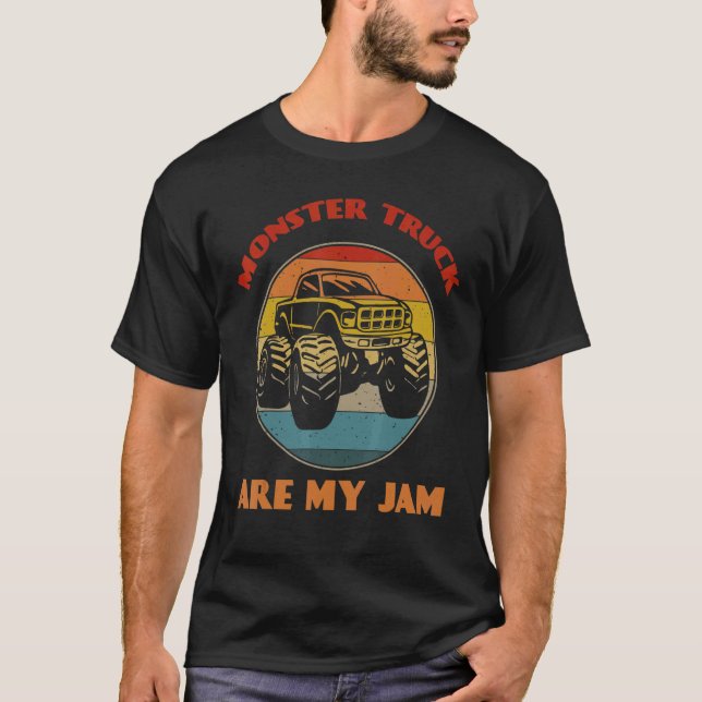 Camiseta Monster Truck Are My Jam Truck Car  Trucker Retro (Frente)