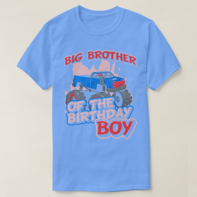 Camiseta Monster Truck Big Brother Do Aniversário Para (Frente do Design)