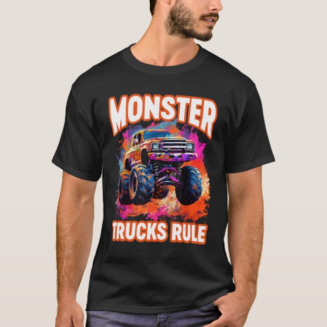 Camiseta Monster Truck Big Race Pai Caminhão-Grande (Frente)