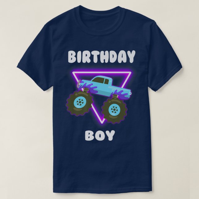 Camiseta Monster Truck Birthday Boy (Frente do Design)