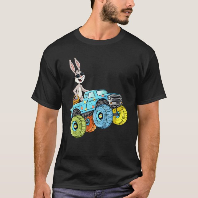 Camiseta Monster Truck Bunny Ovos Dia de Páscoa Caça de Ovo (Frente)