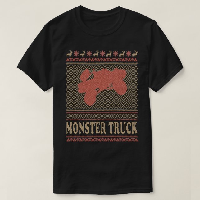 Camiseta Monster Truck Christmas Gift Racing Present Engraç (Frente do Design)