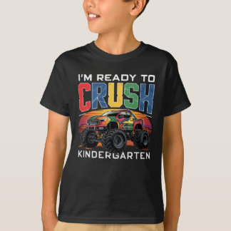 Camiseta Monster Truck Crush Kindergarten Primeiro Dia