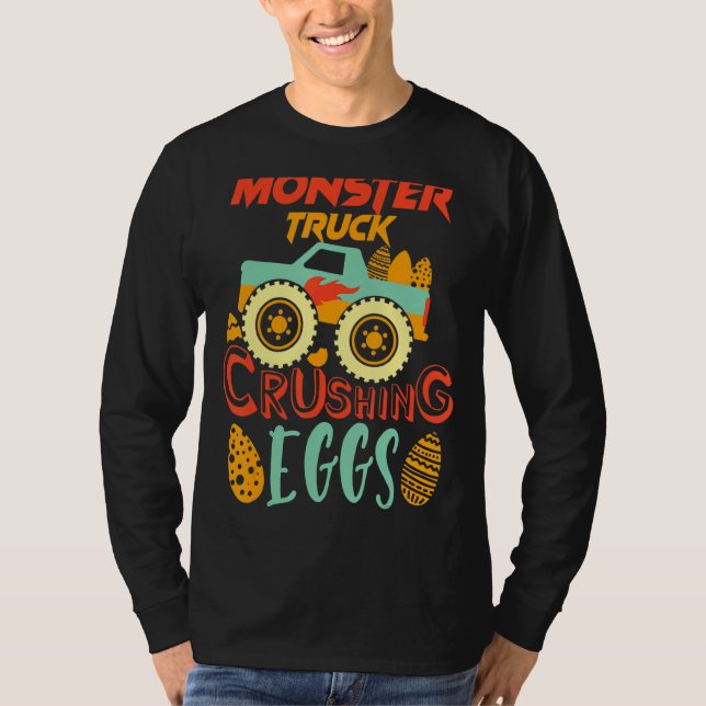 Camiseta Monster Truck Crushing Ovos Retro-Páscoa (Frente)