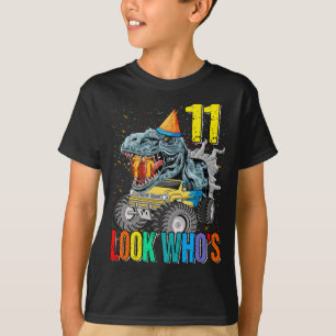 Camiseta Monster Truck Dinosaur 11 Birthday Tee for Boys,