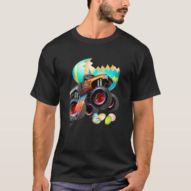 Camiseta Monster Truck Eggs Páscoa Caçadores De Ovos Crianç (Frente)